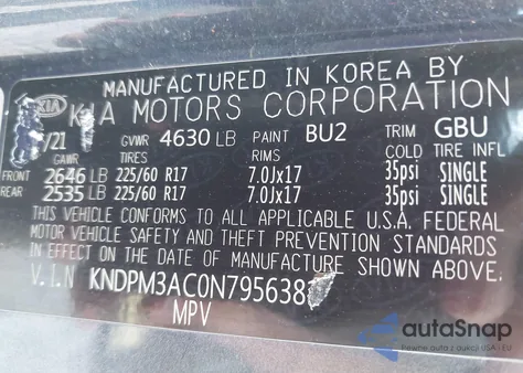 2022 Kia Sportage Lx из США, поврежденный, VIN KNDPM3AC0N7956381